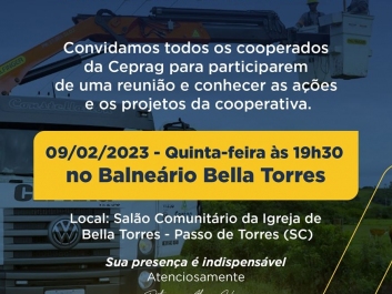 CONVITE CEPRAG NA COMUNIDADE - BALNEÁRIO BELA TORRES - PT